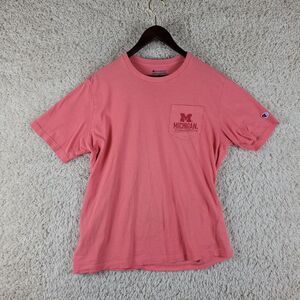 Champion x Michigan Wolverines T Shirt Men's Large Pink Red Pocket Home Is Where